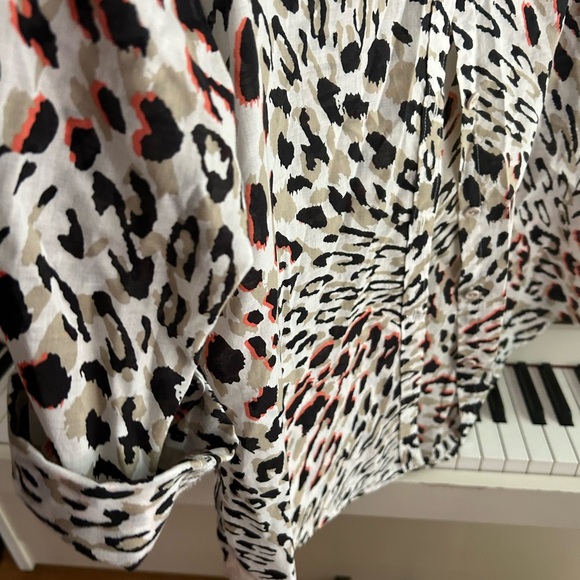 Foxcroft Animal Print Blouse - Black, White, Red 4 - Picture 13 of 16